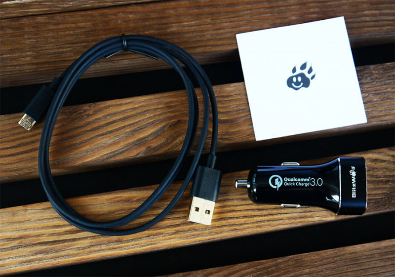Banggood: Автомобильное зарядное устройство BlitzWolf BW-C8 с QC 3.0 33W + кабель USB